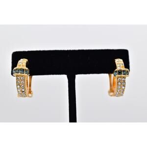 Christian Dior Vintage Clip On Earrings Blue Rhinestone Crystal AS IS BinBK